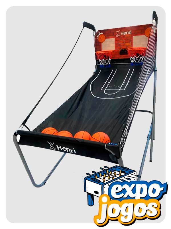 Basquete eletrônico com duas cestas para aluguel em eventos corporativos e ativações de marca em São Paulo